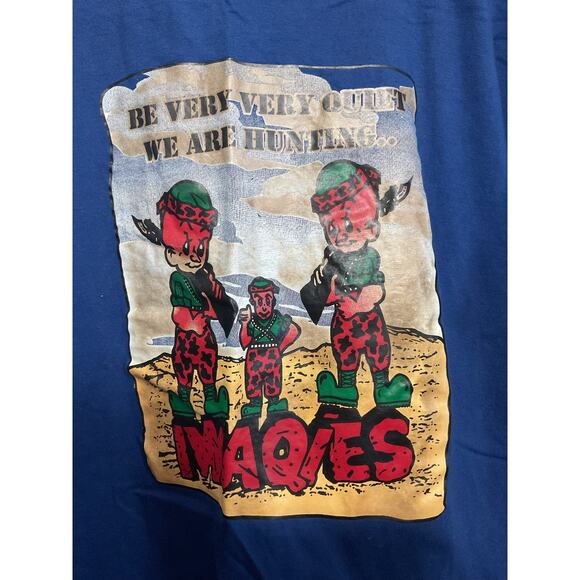 Vintage Tee “Be Very Very Quiet We Are Hunting Iwaqies” Graphic Med - Picture 2 of 10